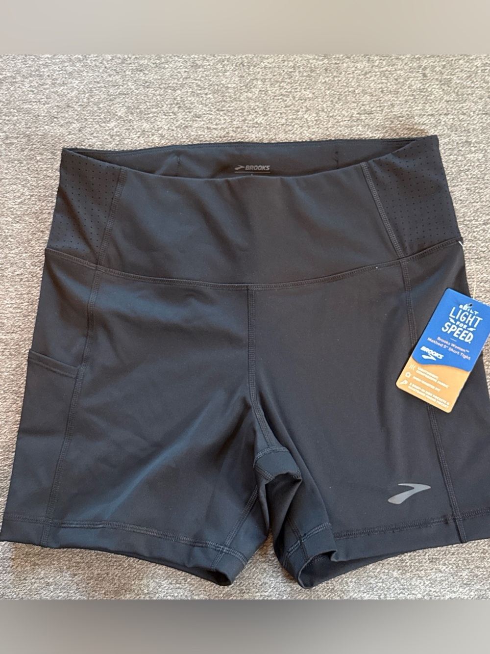 Brooks Women's Black Bike Shorts Method 5” Short Tight Size L New With Tags